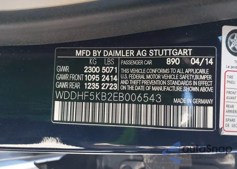 2014 Mercedes-Benz E 350 from USA, damaged, VIN WDDHF5KB2EB006543